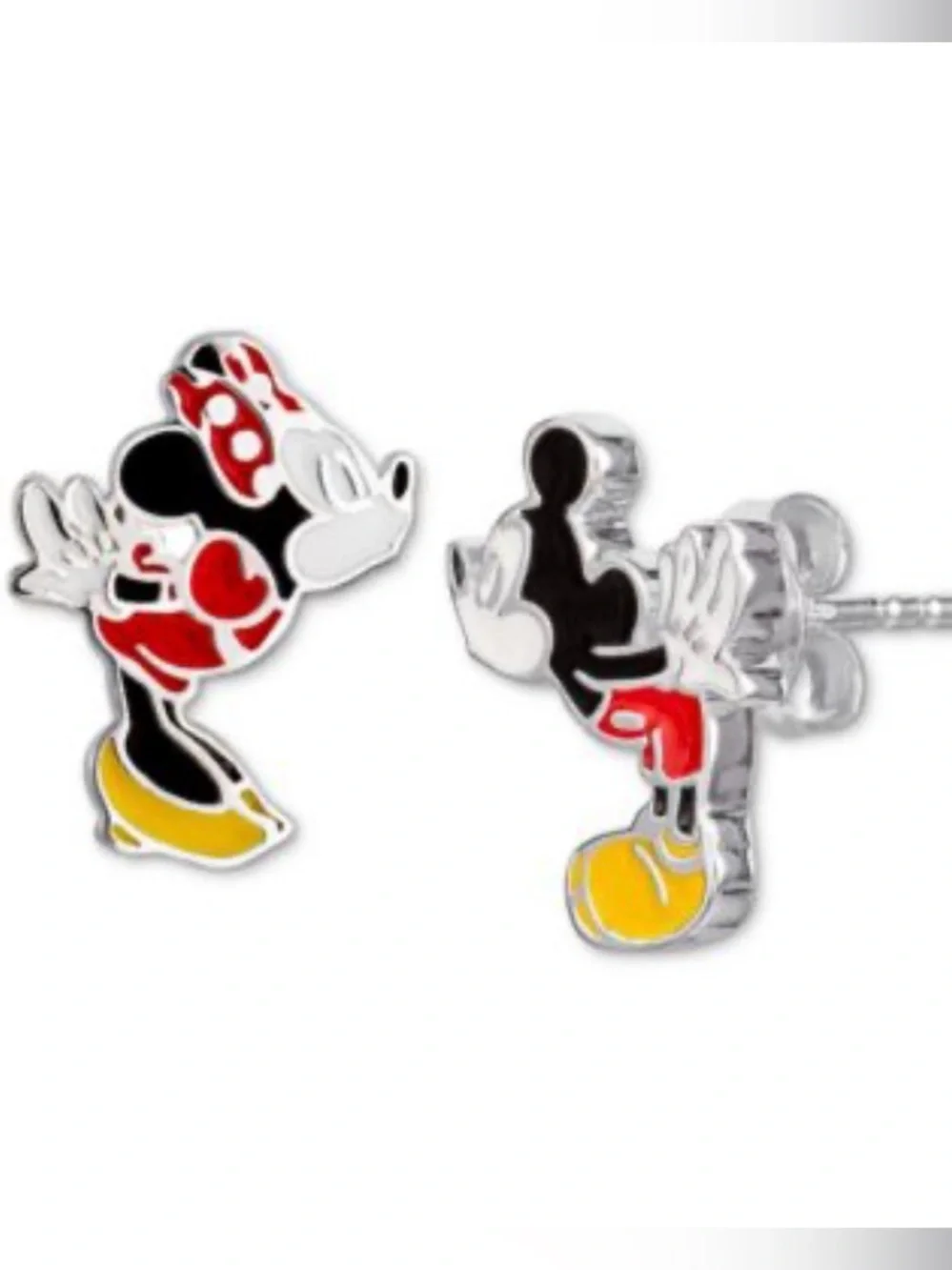 Disney Kissing Mickey & Minnie Mouse Enamel Stud Earrings NEW
